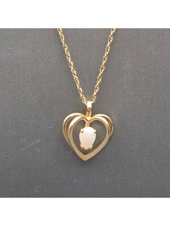 PPC Jewelry - Vintage PPC 14K Gold Filled Opal Heart Pendant Necklace 18" Natural Gemstone